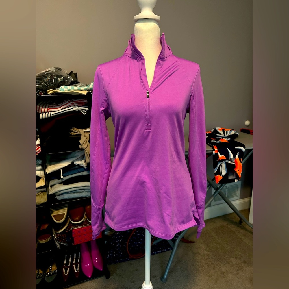 Under Armour Pink Fitted Long Sleeve Polo Tee